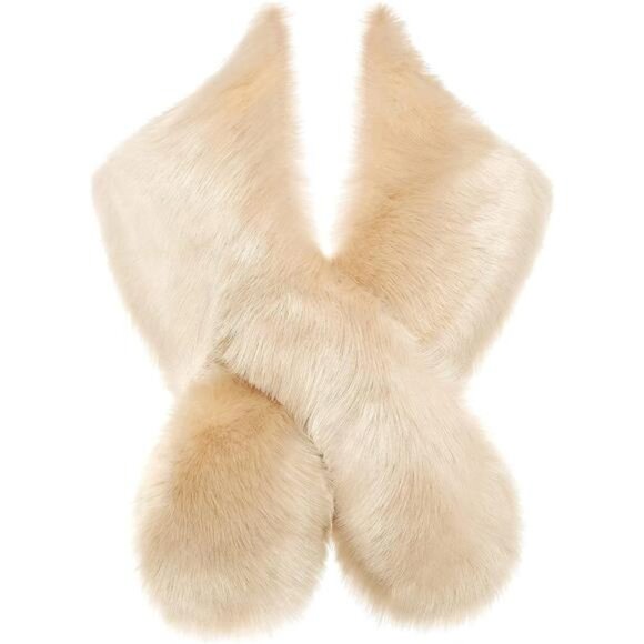 Women's Faux Fur Shawl Party Faux Fur Collar Fur Wraps for Winter Bridal Wedding - Picture 1 of 6